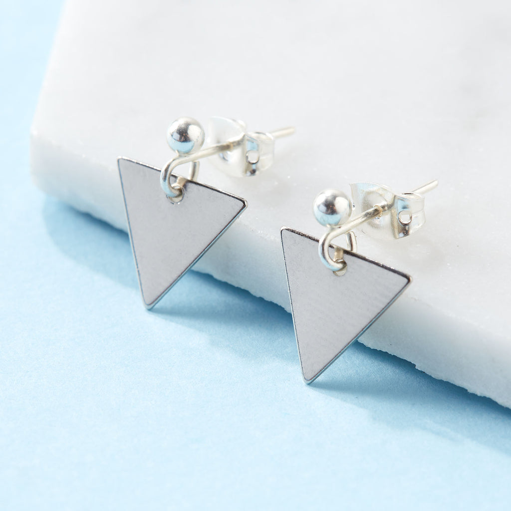 Silver Plated Triangle Earrings
